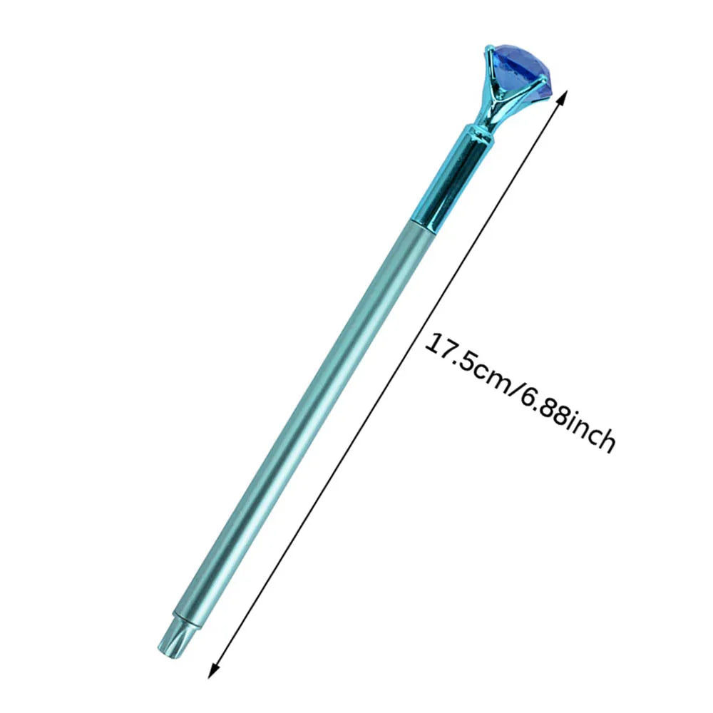 1PC Big Diamond Crystal Pen Gem Ballpoint-Pens Ring Wedding Metal Ballpen Kawaii Magical Pen Fashion School Office Supplies