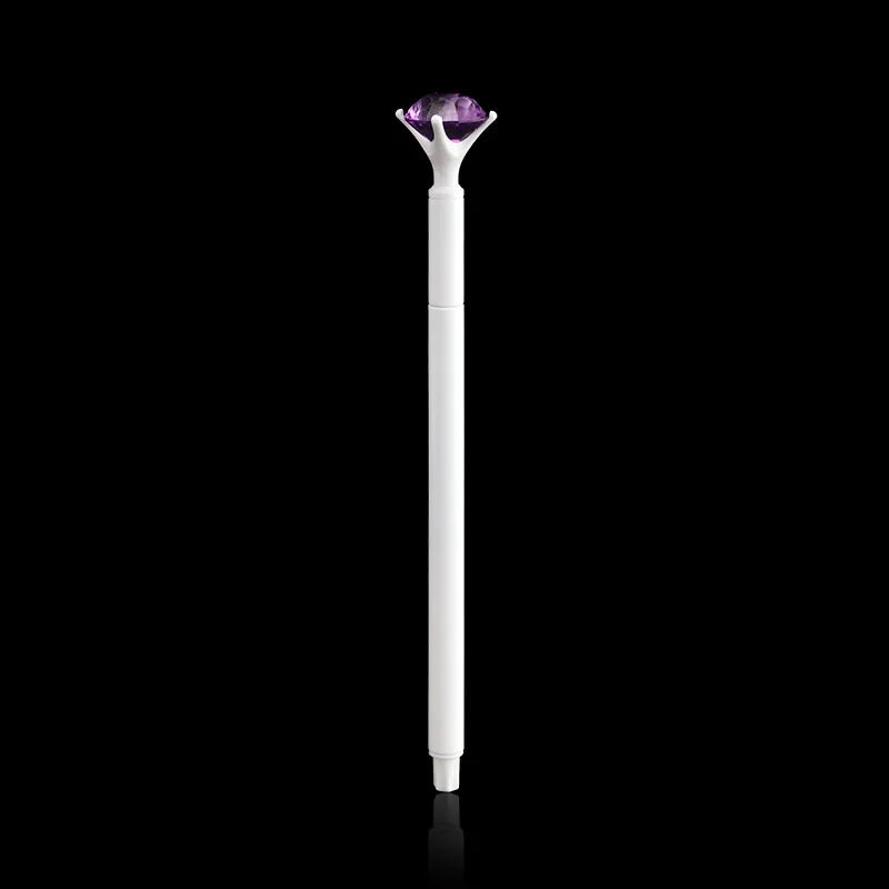 1PC Big Diamond Crystal Pen Gem Ballpoint-Pens Ring Wedding Metal Ballpen Kawaii Magical Pen Fashion School Office Supplies