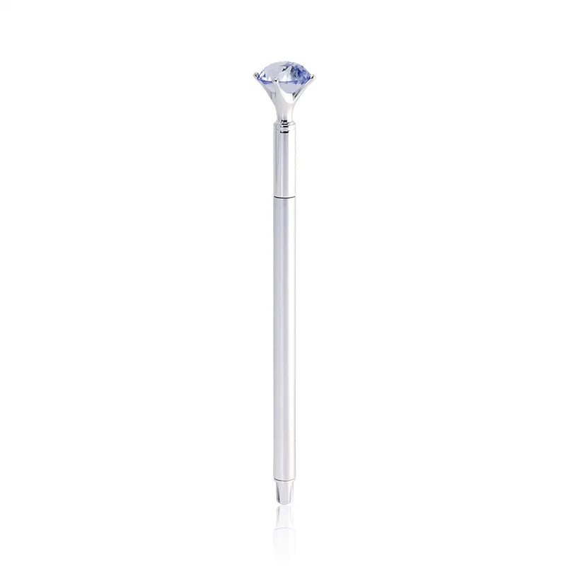 1PC Big Diamond Crystal Pen Gem Ballpoint-Pens Ring Wedding Metal Ballpen Kawaii Magical Pen Fashion School Office Supplies