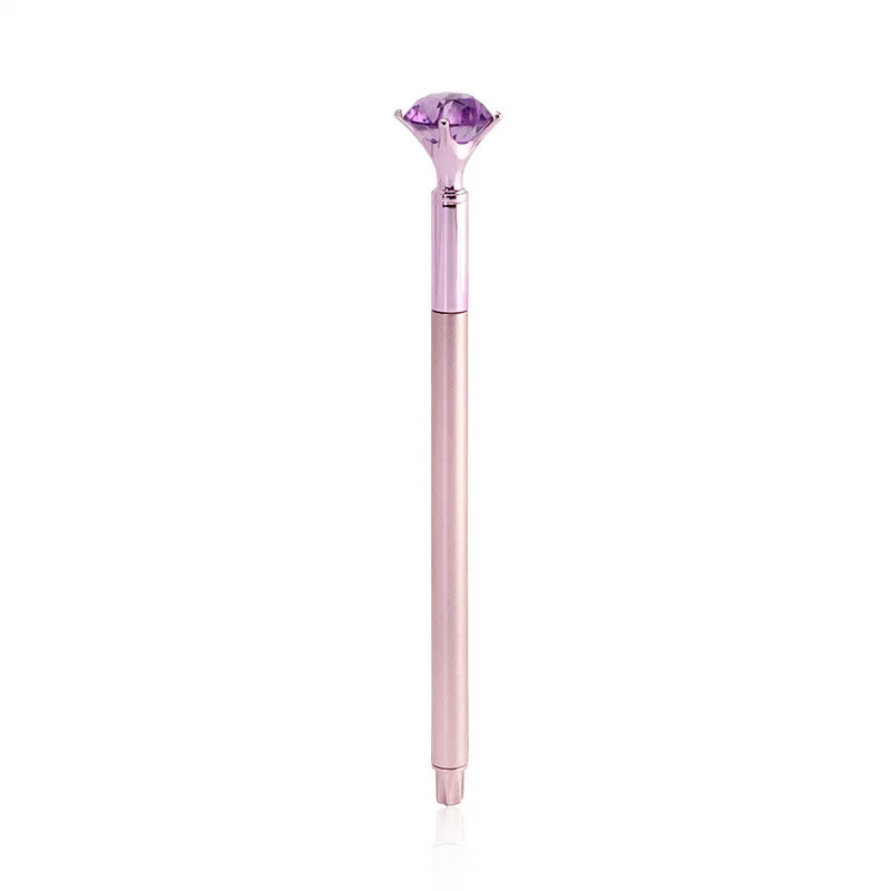 1PC Big Diamond Crystal Pen Gem Ballpoint-Pens Ring Wedding Metal Ballpen Kawaii Magical Pen Fashion School Office Supplies